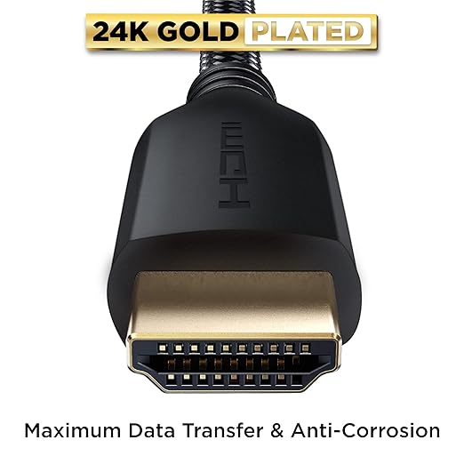 PowerBear 4K HDMI Cable 0.5 ft | Short Hdmi Cable, Braided Nylon & Gold Connectors, 4K @ 60Hz, Ultra HD, 2K, 1080P, ARC & CL3 Rated | for Laptop, Monitor, PS5, PS4, Xbox One, Fire TV, Apple TV & More