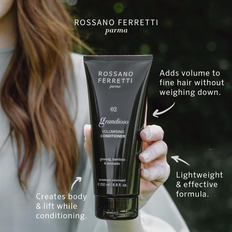 Rossano Ferretti Grandioso Volumizing Conditioner for Fine Hair with Ginseng for Body, Fullness, Volume | Luxury, Vegan, Paraben Free | 6.8 Fl Oz