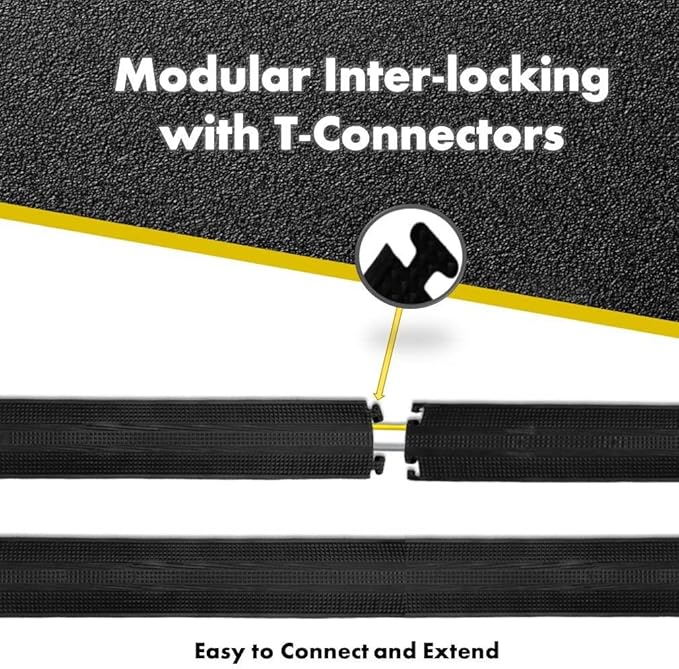 Kable Kontrol Drop Over Floor Cord Cover – 36” Inch Long 1 Channel Cable or Wire Protector – 280 Pcs Bulk Pack - Rubber Ramp for Indoor and Outdoor Use – Black