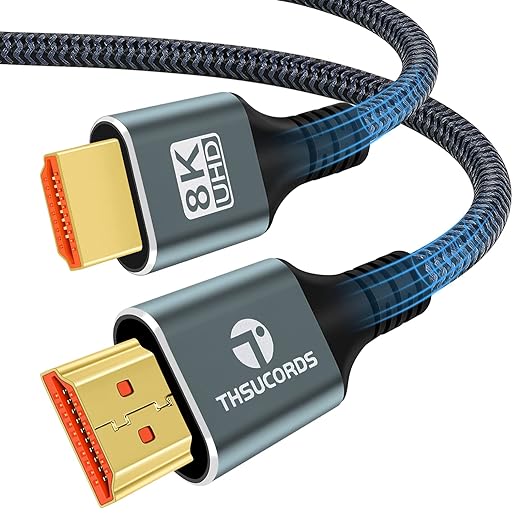 Thsucords 8K 4K HDMI Cable 10FT 2 Pack, High Speed Braided HDMI to HDMI 2.1 Cord Supports 8K@60Hz, 4K@120Hz 144Hz 48Gbps Compatible with Roku TV/PS5/HDTV/Blu-ray