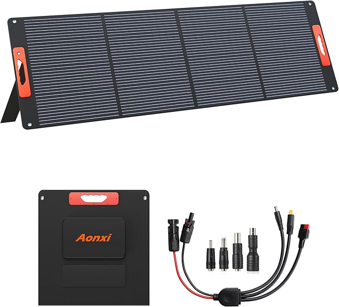 240W Portable Solar Panels for Power Station, Monocrystalline ETFE Foldable Solar Panel Charger with QC3.0 USB/Type-C, 20V DC Output Adjustable Kickstand for Outdoor Camping, RV