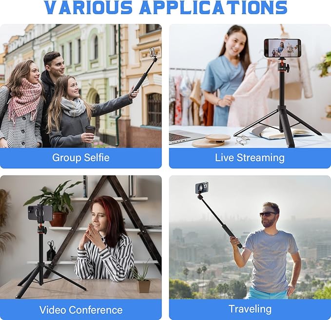 Phopik 56" Magnetic Tripod for iPhone,Phone Tripod MagSafe Compatible with iPhone/Android,GoPro, DJI Osmo Pocket 3,Protable Selfie Stick Tripod for Vlogging, Video Recording,Travel Content Creators