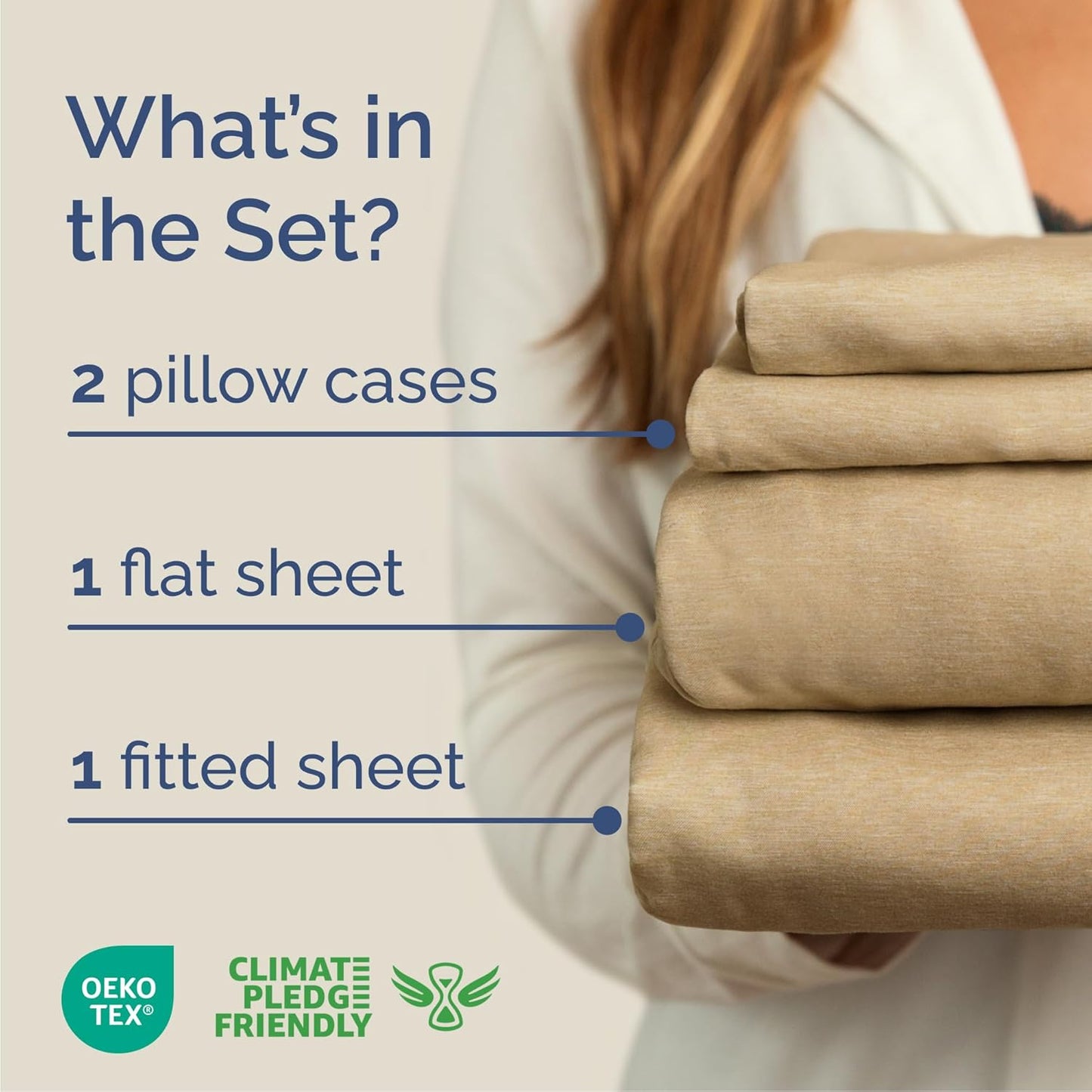 Skiennix Cal King Size 4-Piece Sheet Set - Comfy, Breathable & Cooling - Luxury Tan Bedding with Deep Pockets