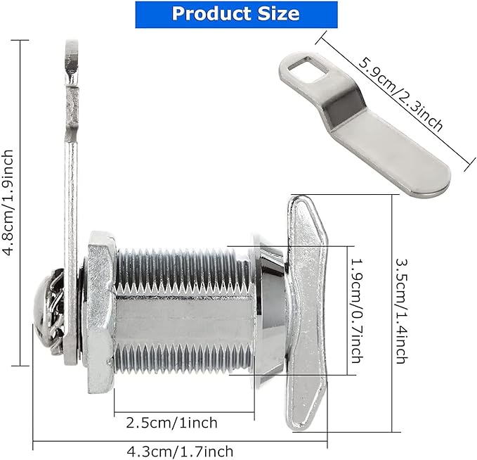 ACXFOND 1" Thumb Operated Offset Cam Lock, 6Pcs Non-Locking Compartment Lock, RV Compartment Camper Storage Door, Vehicles, Cabinet Mailbox Drawer Replacement Cam Lock Silver