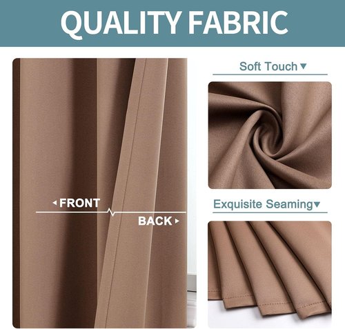 ChrisDowa Blackout Curtains - Thermal Insulated Room Darkening Panels, 80 Inches Long, Cappuccino (Set of 2)