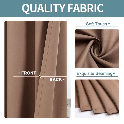 ChrisDowa Blackout Curtains 48 inches Long for Bedroom - 2 Panels Set Grommet Thermal Insulated Room Darkening Curtains for Living Room (Cappuccino, 42 x 48 Inch)