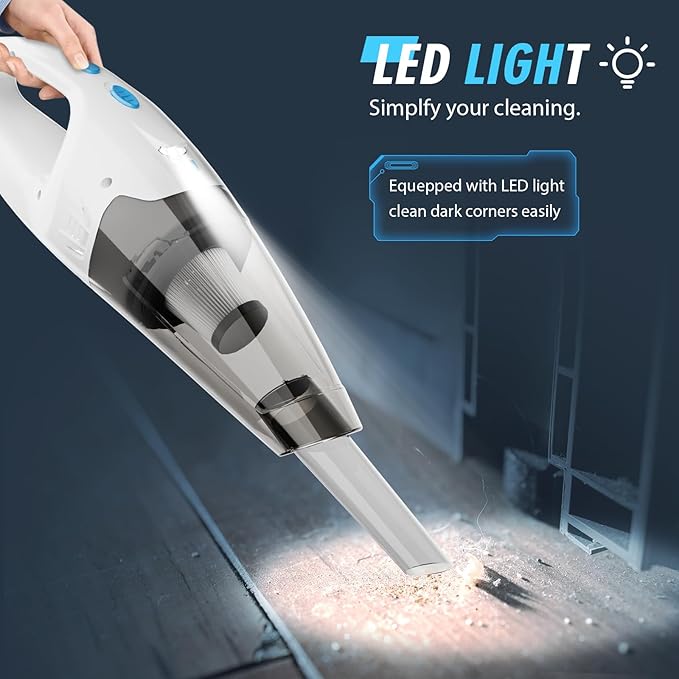 FUOAYOC Handheld Vacuum Cordless, 1.6lbs Lightweight Hand Vacuum for Home/Car/Office Cleaning