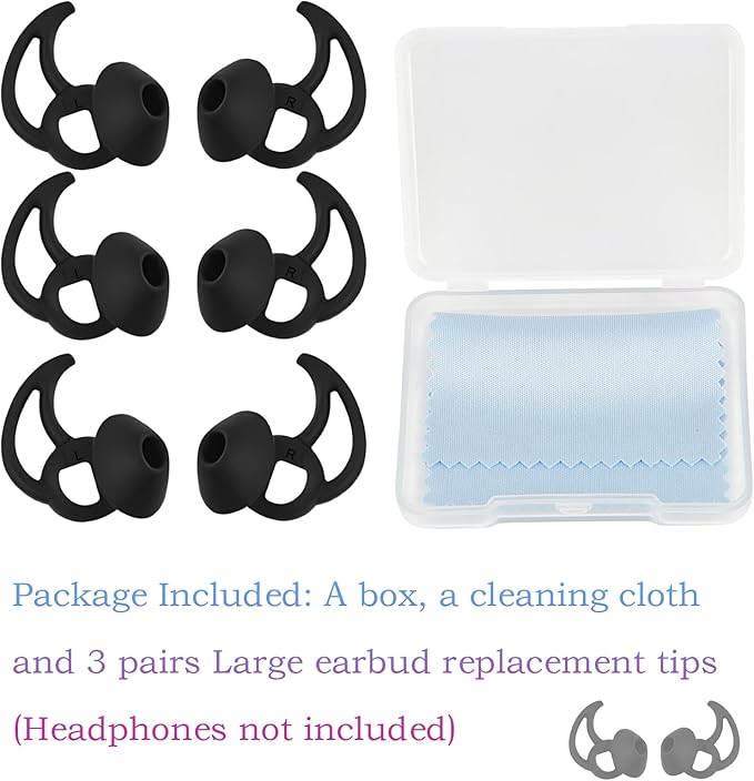 WKYMY Silicone Replacement Earbud Tips Earbud Covers Ear Tips Compatible with Bose Quietcomfort and Sport Headphone Rubber Tips Large 3 Pairs