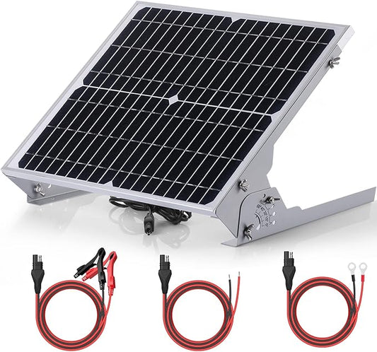 SUNER POWER 20W 12V Solar Battery Charger Maintainer, Built-in Smart MPPT Charge Controller, Adjustable Mount Bracket, Waterproof 20 Watt Solar Panel Kits for Car Automotive Boat Marine RV Trailer