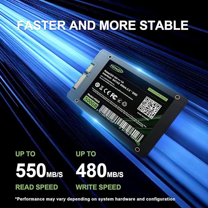 Fikwot FS810 500GB SSD, 2.5" SSD SATA III 6Gb/s, Solid State Drives, Up to 560MB/s, 3D NAND TLC Flash, Internal SSD for Desktops and Laptops(Black)