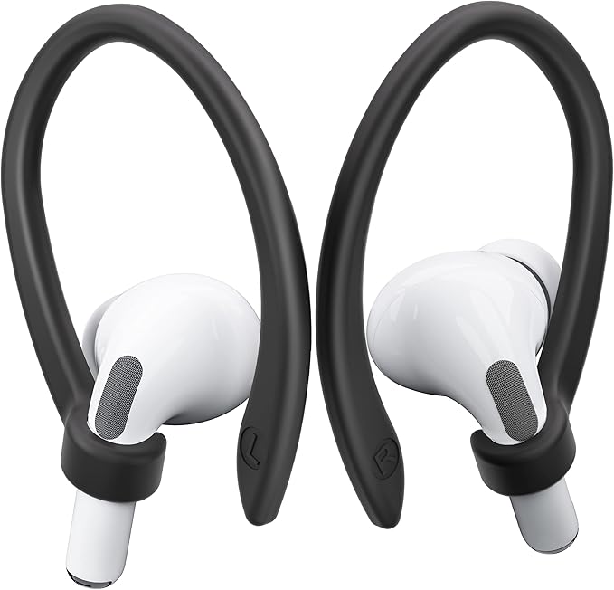 ICARERSPACE 2 Pairs AirPods Ear Hooks for AirPods Pro 2, AirPods Pro, AirPods 4, 3, 2 & 1, Upgraded Anti Slip Sports Clip Hooks for AirPods 1, 2, 3, 4,Pro, Pro 2 – Black