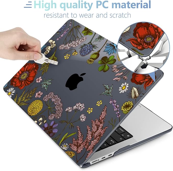 MEEgoodo Case for M5/M4/M3/M2 MacBook Air 13.6 inch 2026 2025 2024 2022, Fit Model A3449/A3240/A3113/A2681, Case Compatible with MacBook Air 13 inch, Clover
