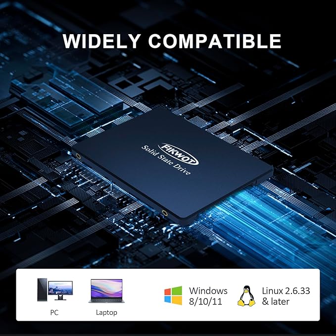 Fikwot FS810 4TB SSD, 2.5" SSD SATA III 6Gb/s, Solid State Drives, Up to 560MB/s, 3D NAND TLC Flash, Internal SSD for Desktops and Laptops(Black)