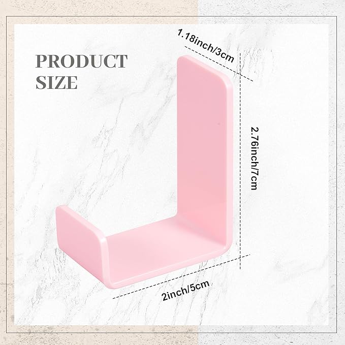Weewooday 4 Pieces Headphone Hanger Headset Stand Holder Adhesive Wall Mount Headphone Hook for Desk Acrylic Gaming Earphones Hanger with Glues for Earphone Controller(Pink)