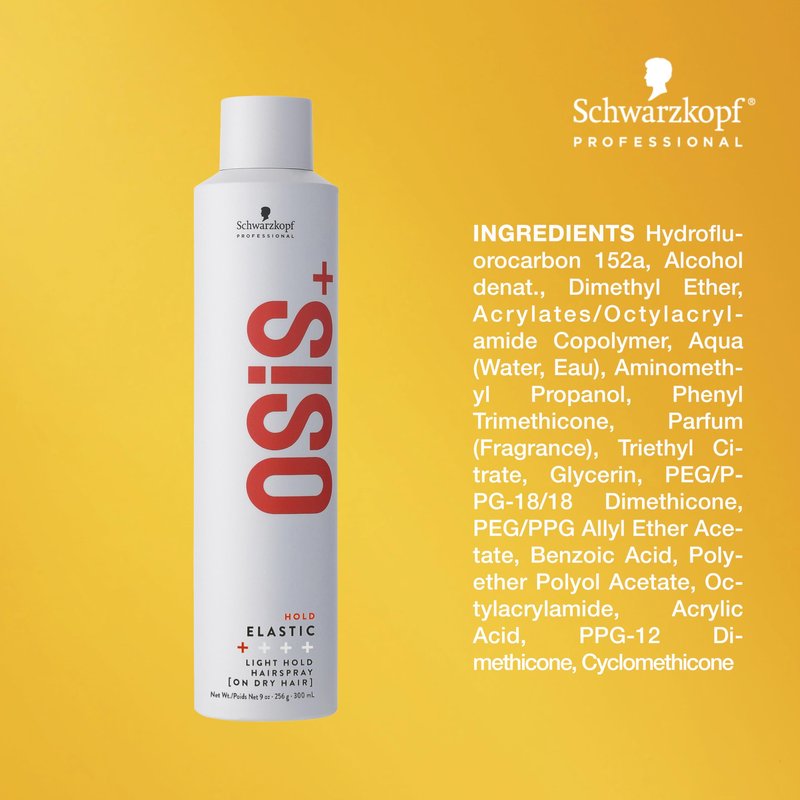 OSiS+ Elastic Light Hold Hairspray 9oz - |Lightweight Brushable Hold | Heat Protection and Shine for All Hair Types