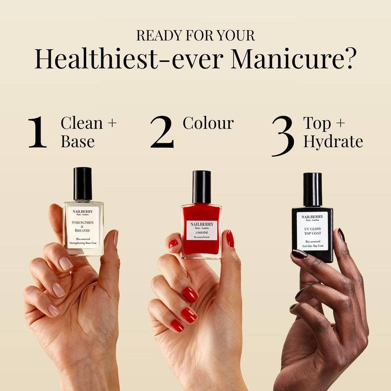 Nailberry L'Oxygéné Oxygenated Nail Lacquer | Le Temps des Cerises | Deep Red Burgundy Opaque | UV Protected Long-Wear Nail Polish | 12-Free | Vegan | Certified Halal | Cruelty & Gluten Free | 15 ml