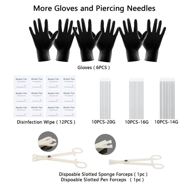 Body Piercing Kit - 120PCS Surgical Steel Jewelry with 14G, 16G, 20G Rings & Tools | Complete Piercing Supplies