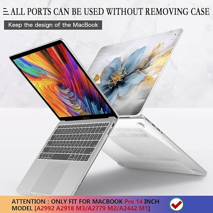 CISSOOK for MacBook Pro 14 Inch Case 2026-2021 M5/M4/M3/M2/M1 Pro/Max Chip A3434 A3401 A3112 A3185 A2918 A2992 A2779 A2442, Plastic Cover for MacBook Pro 14'' with Touch ID, Retro Floral
