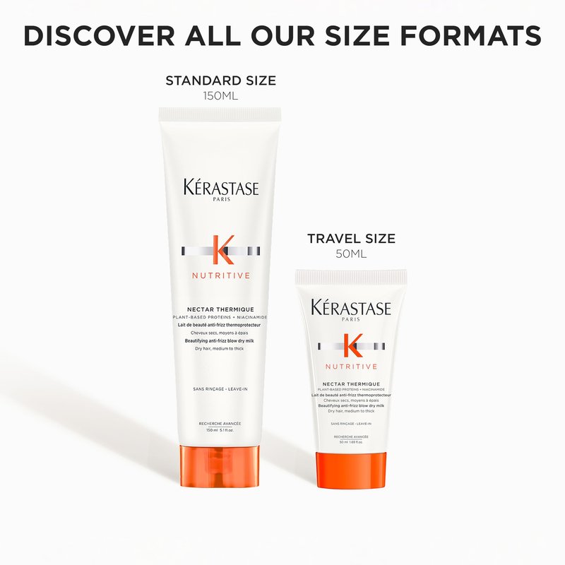 Kerastase Nutritive Nectar Thermique Heat Protecting Leave-In Cream | Deeply Condition and Reduce Frizz | Instant Softness & Shine | With Plant-based Proteins | For Medium to Thick Dry Hair|1.69 Fl Oz