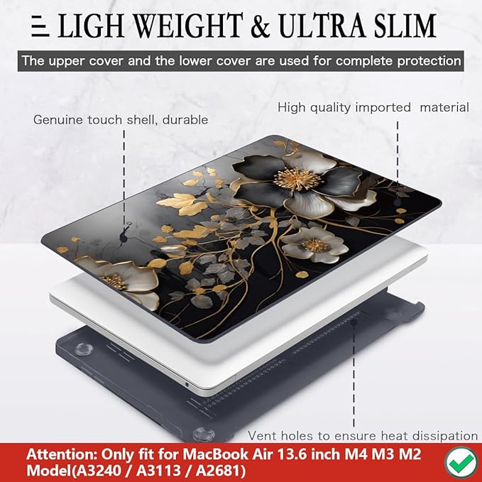 CISSOOK Compatible with MacBook Air 13.6 inch 2026 2025 2024 2023 2022 Release M5 A3449 M4 A3240 M3 A3113 A2681 M2, Floral Hard Shell Case Keyboard Skin Cover Screen Protector - Abstract Oil Painting