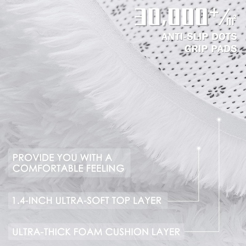 OLANLY 5x7 Machine Washable Large Area Rugs for Living Room, Bedroom, Soft Fluffy Shaggy Bedside Rug, Indoor Floor Carpet for Kids Girls and Boys, Dorms, Nursery, Home Decor Aesthetic, White