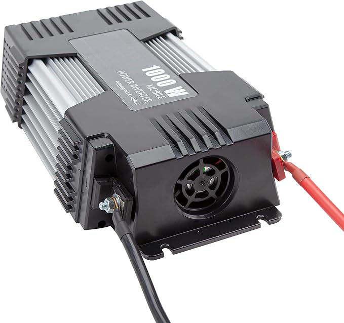 Amazon Basics 1000W Car Power Inverter, 12V to AC 110V, Portable, 2 AC Outlets, USB Port, 13.81 x 7.44 x 3.07 inches