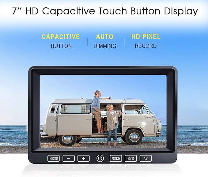 ZEROXCLUB Wireless Backup Camera System with 7-Inch DVR Dual/Quad Split Touch Monitor, IP69 Waterproof HD 1080P Wireless 2 Rear View Side View Camera for RV Trailer Truck 5th Wheel,BW702