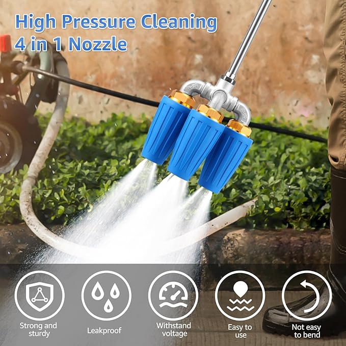 4 in 1 Quad Turbo Nozzle Pressure Washer Aluminum Alloy 4000 PSI Swivel Nozzle with 1/4 Inch Quick Connector 360Â° Rotating Pressure Washer