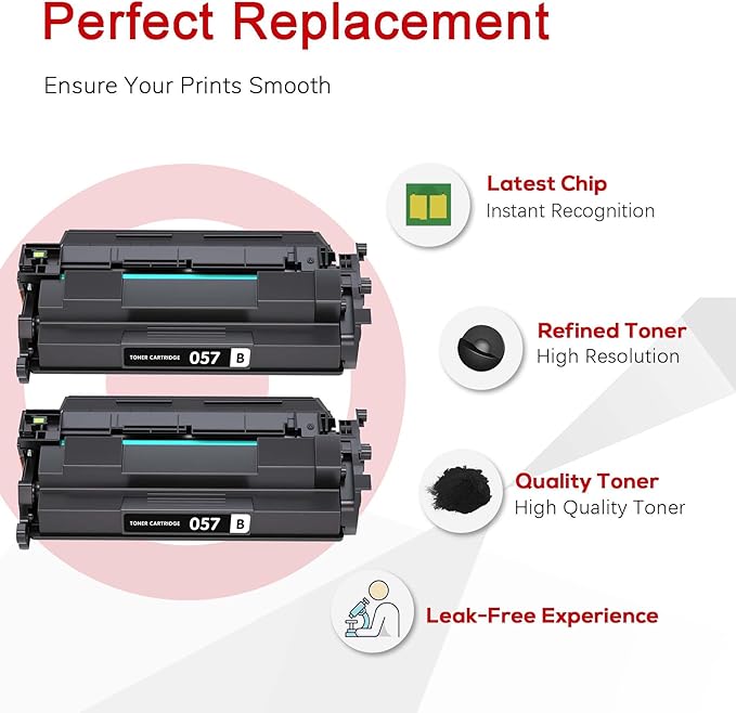 Jeostarky Remanufactured for Canon 057 Toner Cartridge with Display Capacity Chip Replacement for Canon 057 057H Works with Canon imageCLASS MF455dw MF445dw mf451dw LBP227dw Printer (Black, 2-Pack)