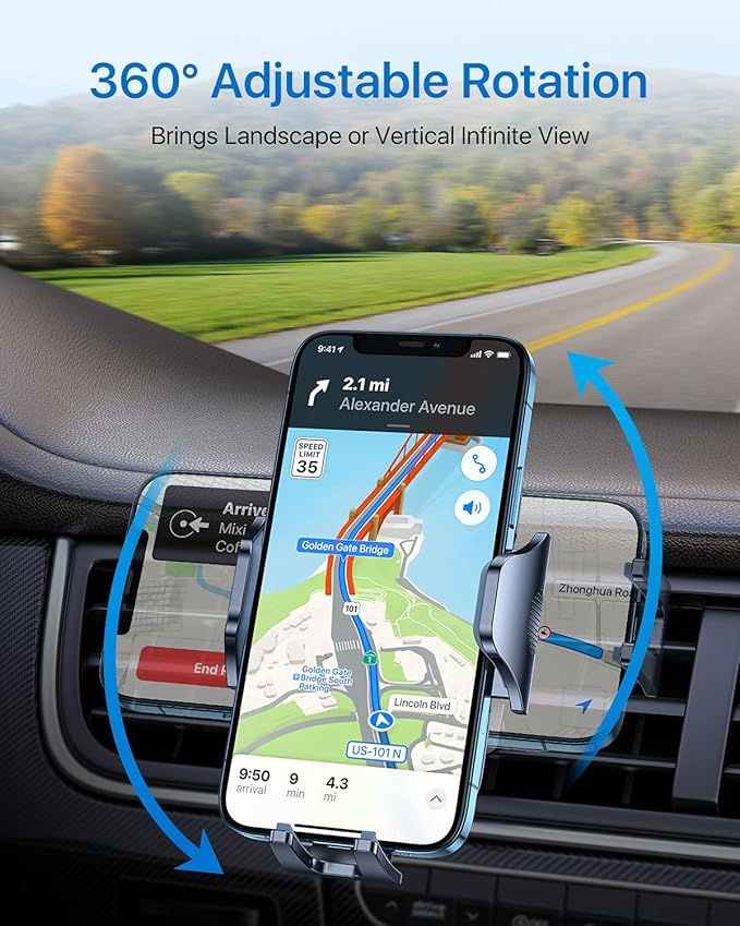 andobil 2026 Upgraded Car Phone Holder Mount for Vent, Military Sturdy Metal Clip Air Vent Phone Holder for Your Car Easy Used Cell Phone Car Mount for iPhone 17 Pro Max 15 14 13 Samsung S26 S25