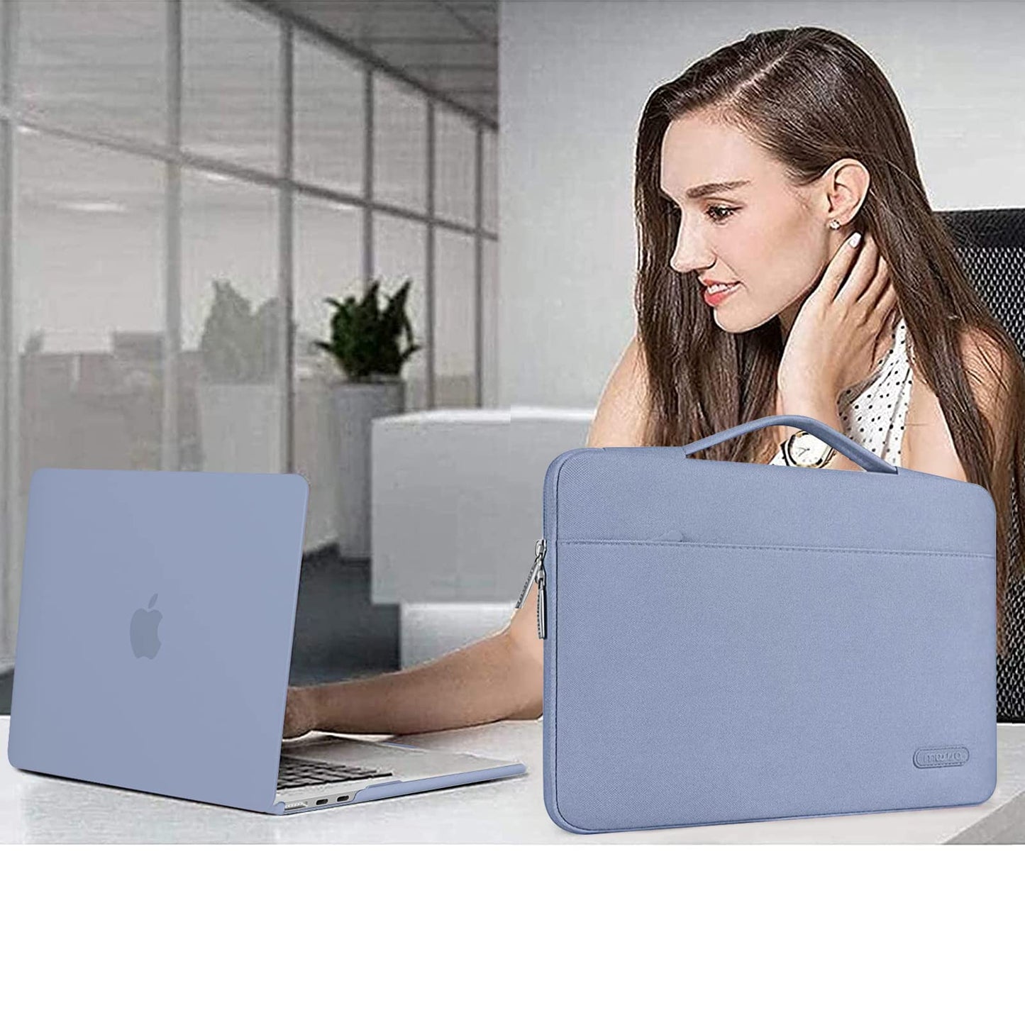 MOSISO Compatible with MacBook Air 13 inch Case M5 2026 M4 2025 M3 M2 2024-2022 A3449 A3240 A3113 A2681,Hard Shell&Sleeve Bag&Keyboard Skin&Webcam Cover&ScreenFilm for MacBook Air 13.6, Lavender Gray