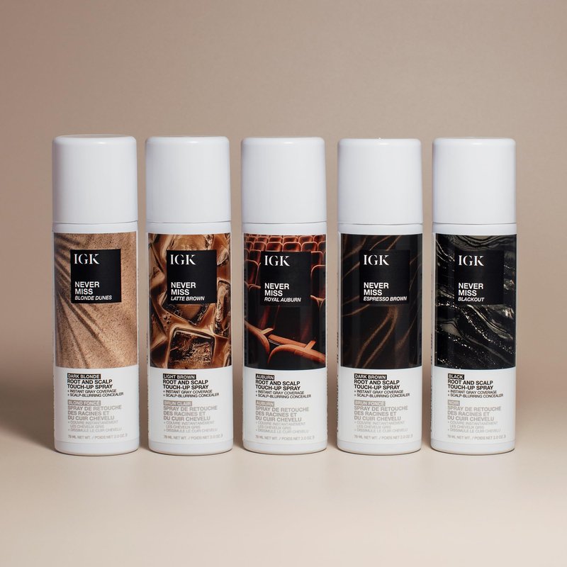 IGK Never Miss Root and Scalp Touch-Up Spray for Gray Coverage – Auburn Hair Color, Sweat-Resistant, Waterproof, Natural-Looking Root Concealer, 2.0 oz