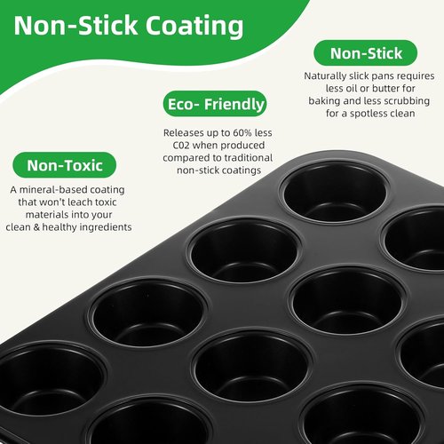 11-Piece Nonstick Baking Pans Set | Professional Grade Carbon Steel Bakeware - Dishwasher Safe, Stackable, Oven Safe to 450°F (Black)