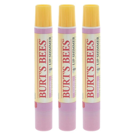 Burt's Bees Lip Shimmer, 100% Natural Moisturizing, with Peppermint Oil, Guava, 0.09 Oz - 3 Pack