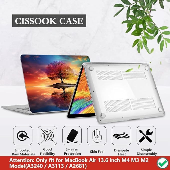 CISSOOK Compatible with MacBook Air 13.6 inch Case 2026 2025 2024 2023 2022 Release A3449 A3240 A3113 A2681, Protective Hard Shell Case Cover for MacBook Air 13 inch M2 M3 M4 M5, Tree Landscape
