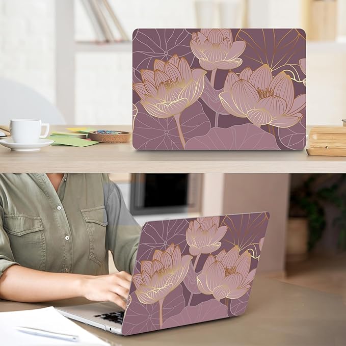 HOHAIYOO Compatible with 2026 2025 2024-2022 MacBook Air 13 inch Case M5 A3449 M4 A3240 M3 A3113 M2 A2681, Hard Shell&Keyboard Cover&Screen Film&Webcam Cover for New M5 MacBook Air 13.6 inch, Lotus