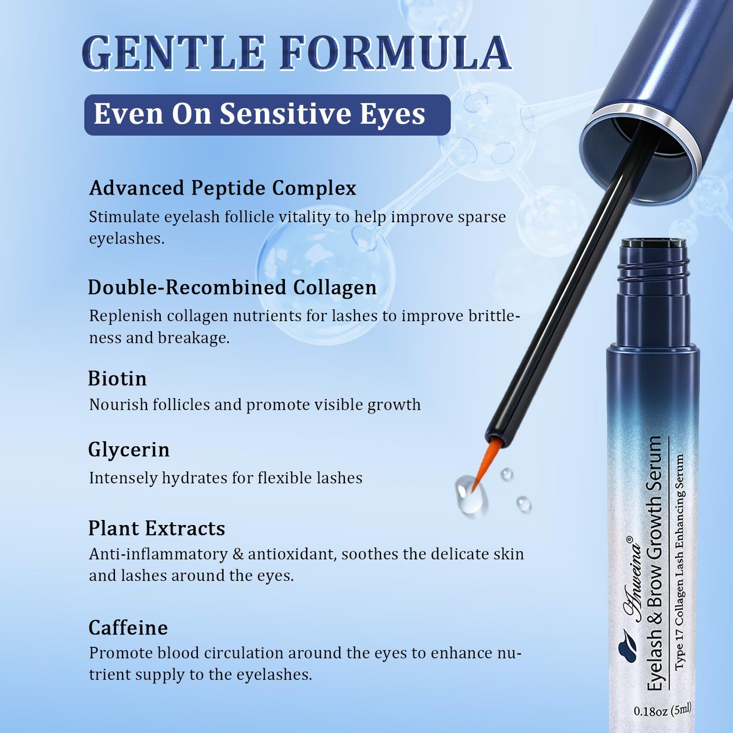 Eyelash Growth Serum, Premium Lash Serum for Eyelash Growth, Advanced Lash Enhancing Serum for Longer, Thicker, Fuller Natural Lashes, Gentle Natural Vegan Formula for Sensitive Eyes - 5ml