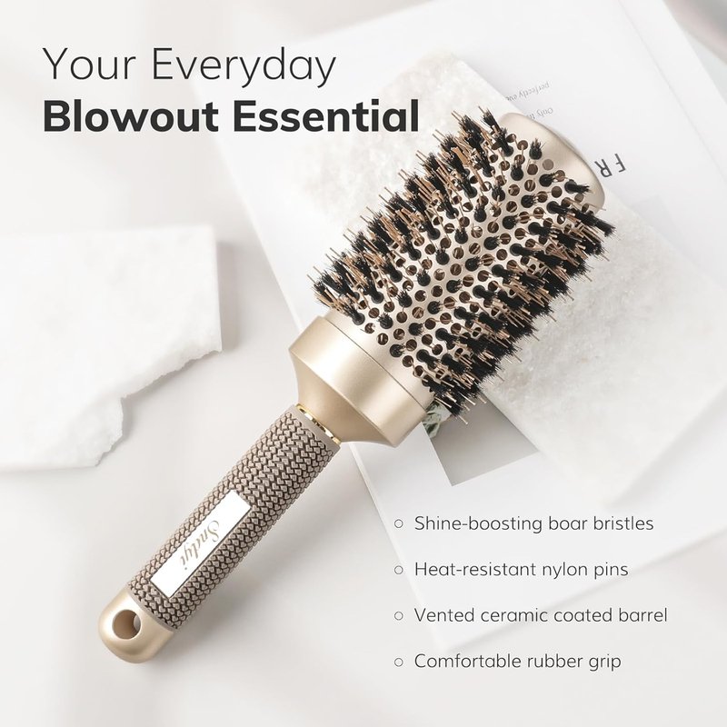 Nano Thermal Ceramic Round Hair Brush - Ionic Tech & Boar Bristles | 2 Pack for Styling & Curling