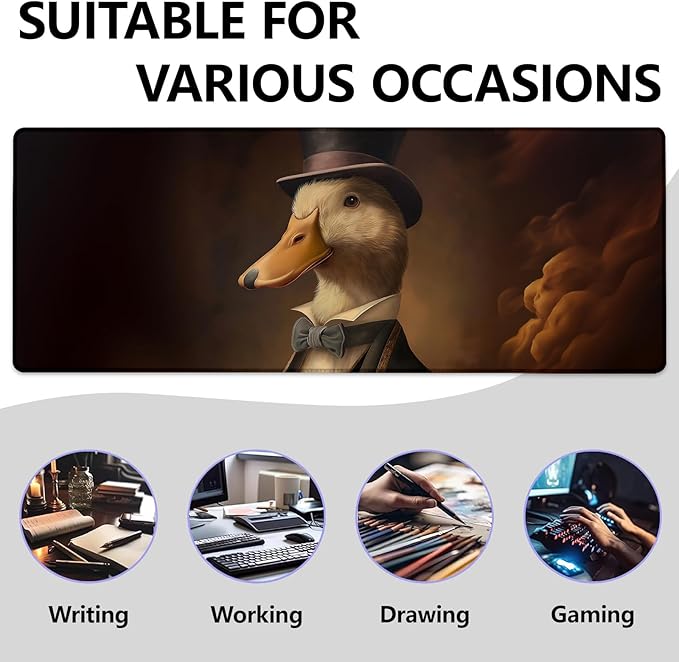 Mounidso Duck Large Mouse Pad, Gaming Mouse Pad, Keyboard Mat, Non-Slip Rubber Base, Office Accessories, Desk Mat, MousePads for School, Work, Home Decor Gifts 31.5" x 11.8"