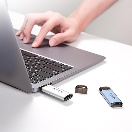 Transcend ESD300 1TB External SSD, Up to 1,050MB/s, Type C USB Drive for iPhone17,16,15, iPad&Mac/Pixel10/Tesla/Steam Deck/ROG Ally/MSI Claw/Android/PS5, Smart TV, USB 3.2 Gen2 Portable SSD- Sky Blue