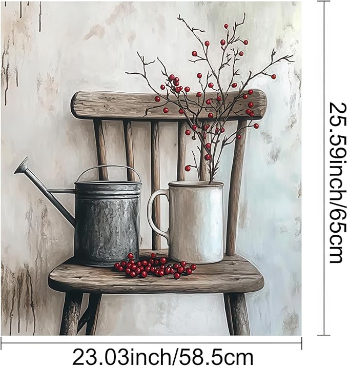 Vintage Dishwasher Magnetic Cover for Door Front 23x26 Inch Farm Floral Dish Washer Magnet Bouquet Country Chair Dishwasher Magnet Panel Decal for Fridge Home Appliance Kitchen Decoration