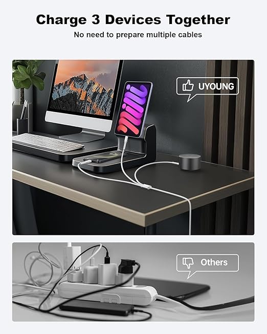 Short Multi Charging Cable 1FT 2Pack 3 in 1 Charger Cord Braided Universal Phone Cords with Lightning/Type C/Micro USB Connectors, Multiple USB Cable for iPhone/Samsung/Google Cell Phones and More