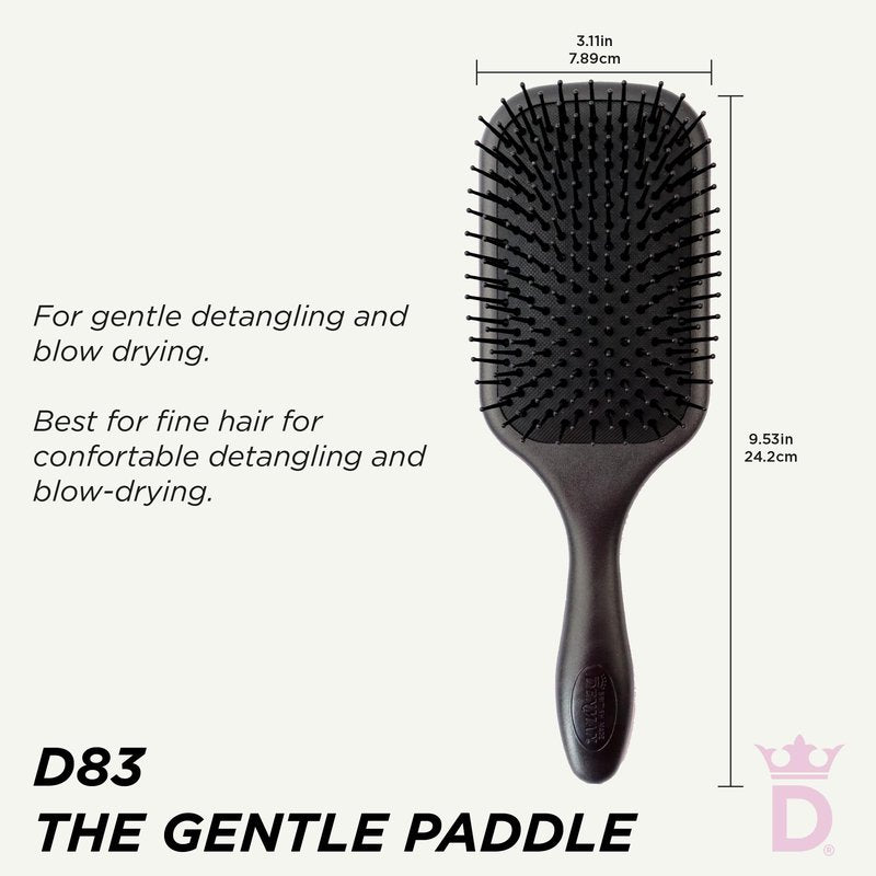 Denman (Black) Large Paddle Cushion Hair Brush for Blow Drying & Detangling - Comfortable Styling, Straightening & Smoothing - For Women and Men, D83