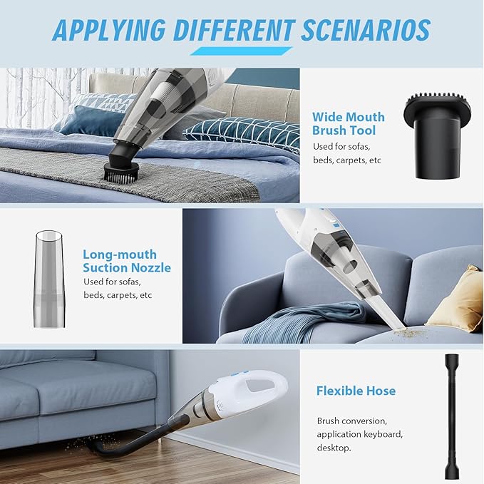FUOAYOC Handheld Vacuum Cordless, 1.6lbs Lightweight Hand Vacuum for Home/Car/Office Cleaning