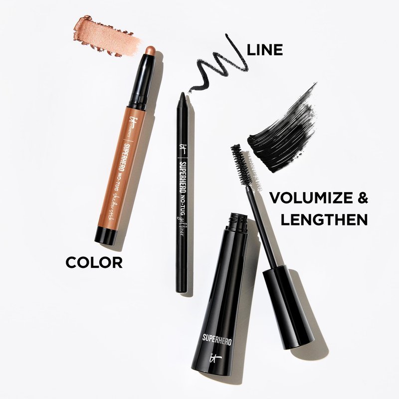 IT Cosmetics Superhero Mascara – Volumizing & Lengthening Black Mascara, Buildable Lash Volume, Collagen, Biotin, Peptides, Lifting & Curling Formula, Super Black Pigment - 0.3 fl oz