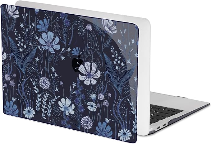 LCMOCICO for 2018 2019 2020 2021 MacBook Air 13 Inch Case M1 A2337 A2179 A1932, Pattern Plastic Hard Shell Case Cover for MacBook Air 13.3 M1 with Retina Display & Touch ID, Wild Flowers Black