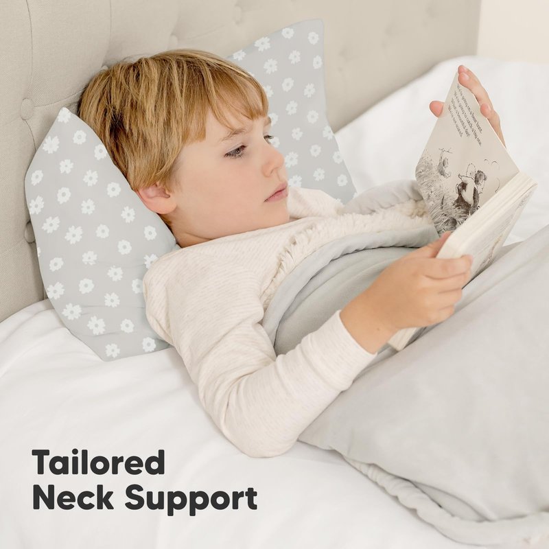 Toddler Pillow with Pillowcase - 13x18 My Little Dreamy Kids Travel Bed Pillows for Sleeping, Organic Cotton Small Pillowcase, Soft & Breathable, Machine Washable, Toddlers 2-5 years old (Meadow)