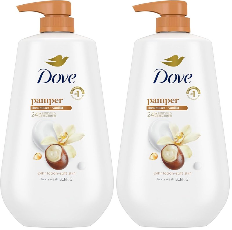 Dove Body Wash - Shea Butter & Vanilla Moisturizing Cleanser | 30.6 oz (Pack of 2)