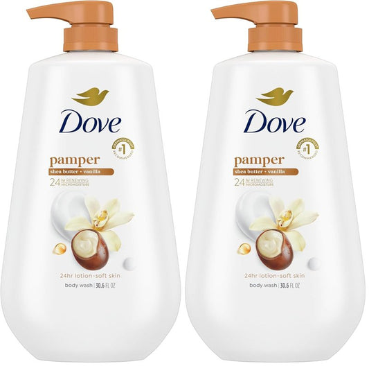 Dove Body Wash - Shea Butter & Vanilla Moisturizing Cleanser | 30.6 oz (Pack of 2)