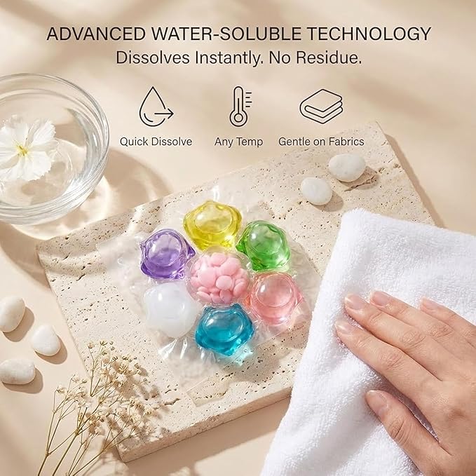 100PCS 7-in-1 Magic Laundry Beads, 9x More Concentrated, Weeks of Freshness, Deep Cleaning Laundry Detergent Capsules, Easy Dissolve Washing Pods for All Fabrics and Colors Clothes (70)
